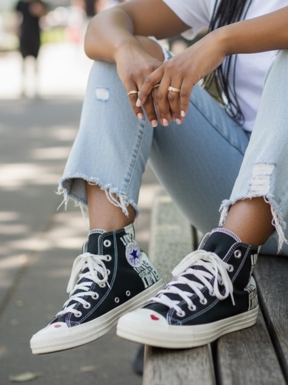 Converse Chuck Taylor All-Star High "Love Fearlessly" black white limited siz 8
